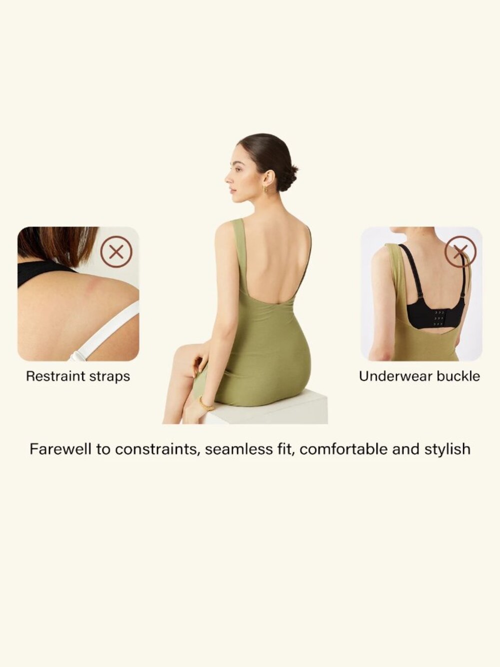 NWT OGL Eco-SkinKiss® Cooling Open Scoop Back Bandless Bra Mini Dress Black M - Picture 12 of 14